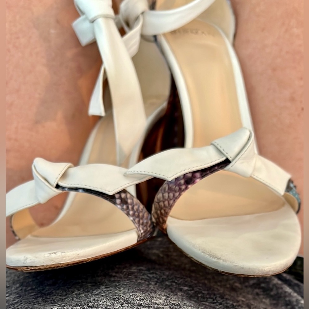 Alexandre Birman Heel The Clarita Pastel Snakeskin Trim Stiletto Sandal Bows 8.5 - Picture 10 of 10
